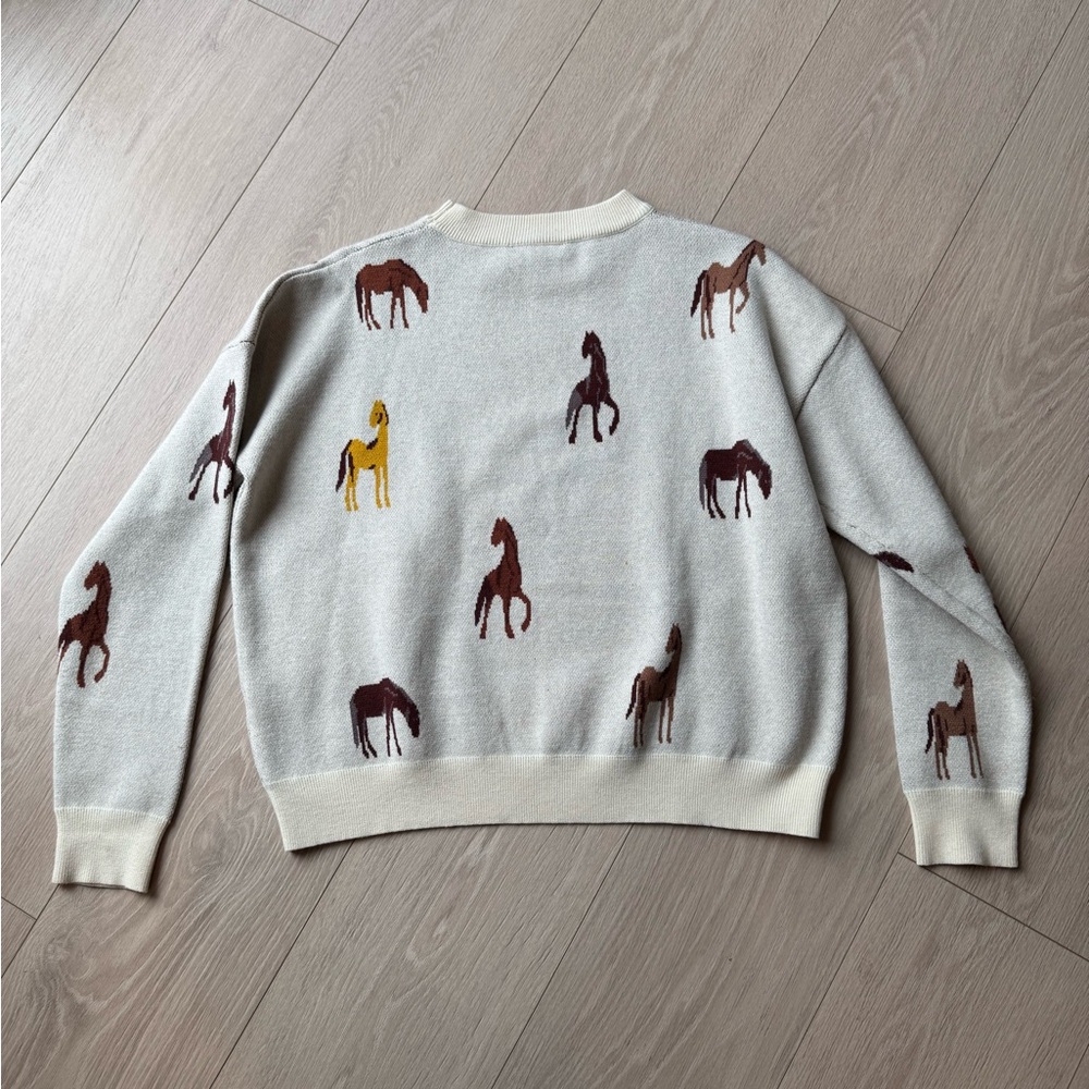 Horse Sweater - Cream and Brown